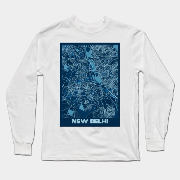 New Delhi - India Peace City Map Long Sleeve T-Shirt by tienstencil